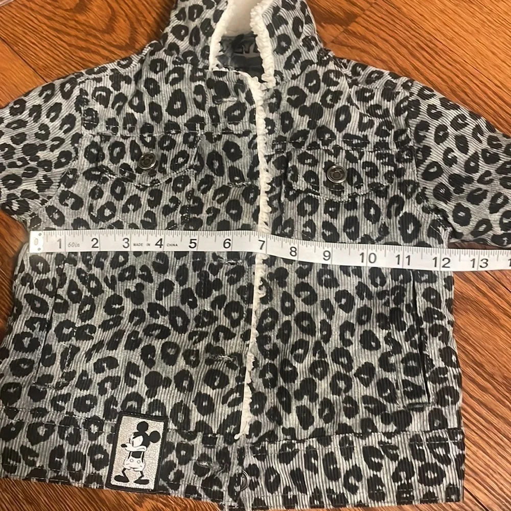 Disney baby girls MICKEY MOUSE corduroy faux Sherpa jacket gray animal pockets 2